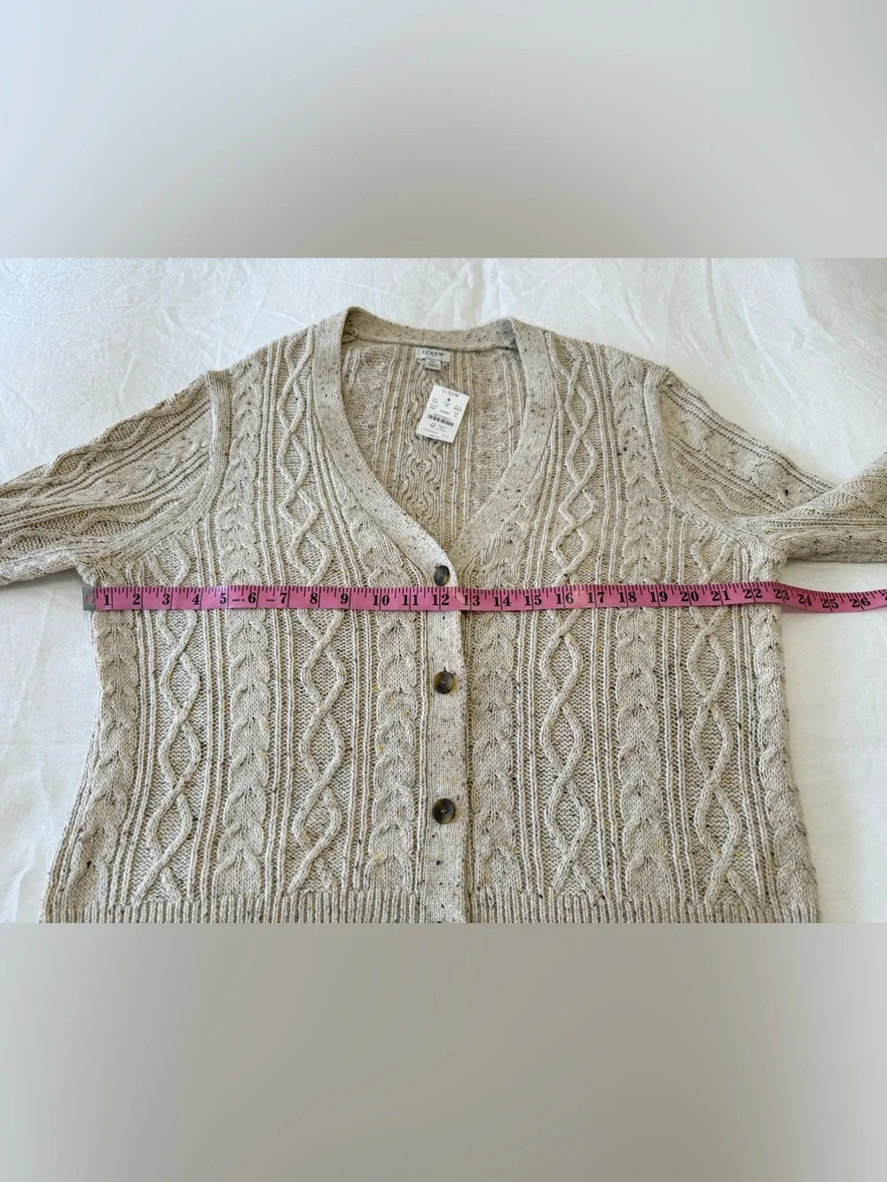 J. Crew | SZ XL | Beige Donegal Cable Knit Cardigan Sweater Speckled Chunky NWT